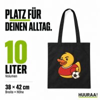 Jutebeutel Quietscheente Fußballer Gummiente Fussball 10 Liter