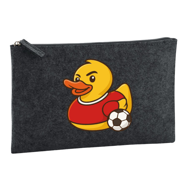 Kulturbeutel Quietscheente Fußballer Gummiente Fussballspieler 1 Liter Charcoal