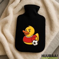 W&auml;rmflasche Quietscheente Fu&szlig;baller...