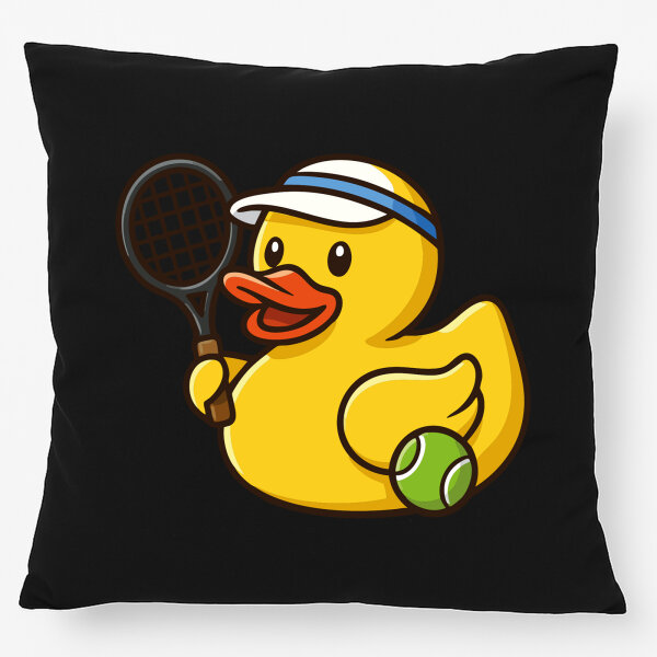 Kissen Quietscheente Tennis-Spieler Gummiente Tennissportler 40x40cm