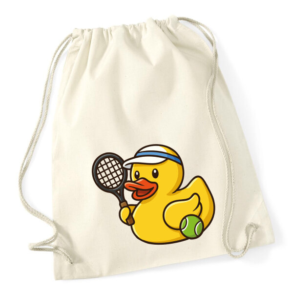 Turnbeutel Quietscheente Tennis-Spieler Gummiente Tennissportler 12 Liter