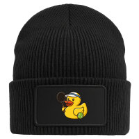Beanie mit Patch Quietscheente Tennis-Spieler Gummiente...