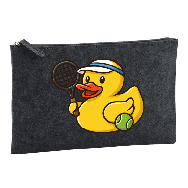 Kulturbeutel Quietscheente Tennis-Spieler Gummiente Tennissportler 1 Liter Charcoal