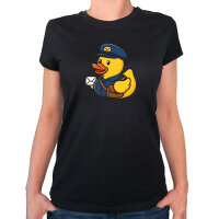 Damen T-Shirt Quietscheente Postbote Gummiente Briefträger