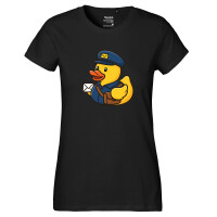 Damen T-Shirt Quietscheente Postbote Gummiente Briefträger