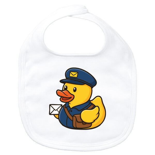 Baby Lätzchen Quietscheente Postbote Gummiente Briefträger Klettverschluss