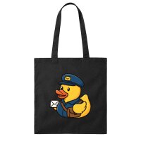 Jutebeutel Quietscheente Postbote Gummiente 10 Liter
