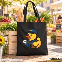 Jutebeutel Quietscheente Postbote Gummiente 10 Liter