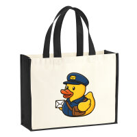 Jutetasche Quietscheente Postbote Gummiente...