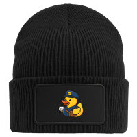 Beanie mit Patch Quietscheente Postbote Gummiente...