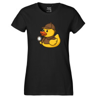 Damen T-Shirt Quietscheente Detektiv Gummiente Ermittler