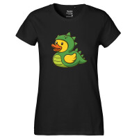 Damen T-Shirt Quietscheente Dinosaurier Gummiente...