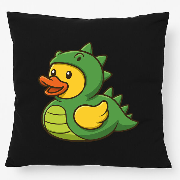 Kissen Quietscheente Dinosaurier Gummiente Gärtnerin 40x40cm