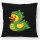 Kissen Quietscheente Dinosaurier Gummiente Gärtnerin 40x40cm