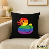Kissen Quietscheente LGBTQ Pride Comic Gummiente 40x40cm