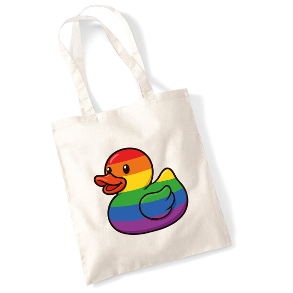 Jutebeutel Quietscheente LGBTQ Pride Comic Gummiente 10 Liter