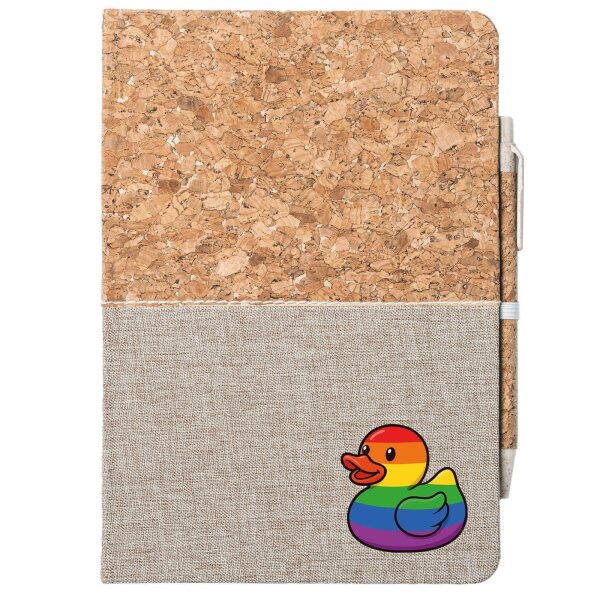 Notizbuch A5 Quietscheente LGBTQ Pride Comic Gummiente 80 Blatt inkl. Kugelschreiber