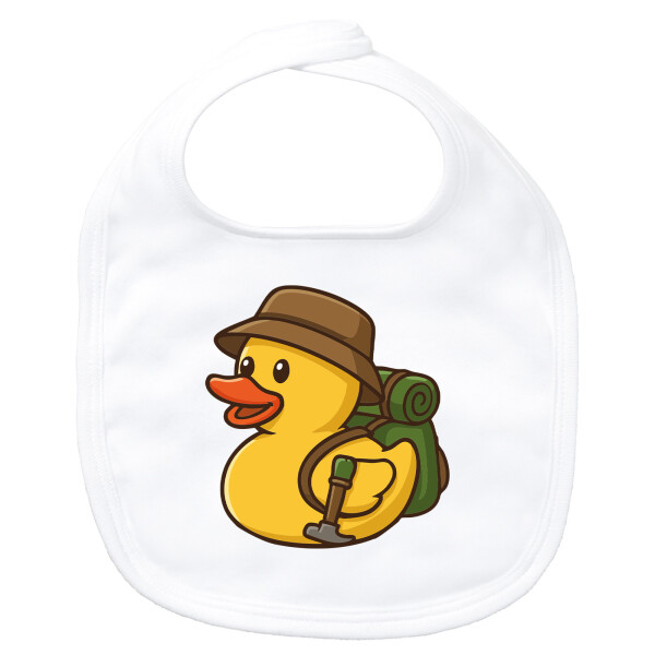 Baby Lätzchen Quietscheente Wanderer Gummiente Hiking  Klettverschluss