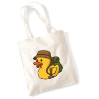 Jutebeutel Quietscheente Wanderer Gummiente Hiking  10 Liter