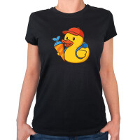 Damen T-Shirt Quietscheente Einschulung Gummiente...