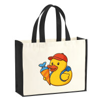 Jutetasche Quietscheente Einschulung Gummiente...