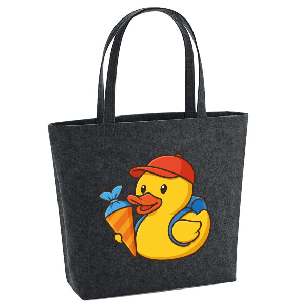 Filz Shopper Quietscheente Einschulung Gummiente Schulanfang 22 Liter