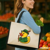 Jutetasche Quietscheente Schützenbruder Gummiente...