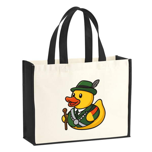 Jutetasche Quietscheente Schützenkönig Gummiente Schützenfest 21 Liter Black