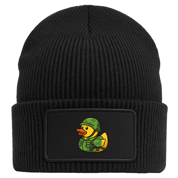 Beanie mit Patch Quietscheente Soldat Gummiente Bundeswehr Black