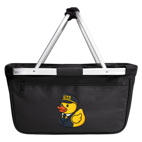 Einkaufskorb faltbar Quietscheente Taxi-Fahrer Gummiente Chauffeur 20 Liter Black