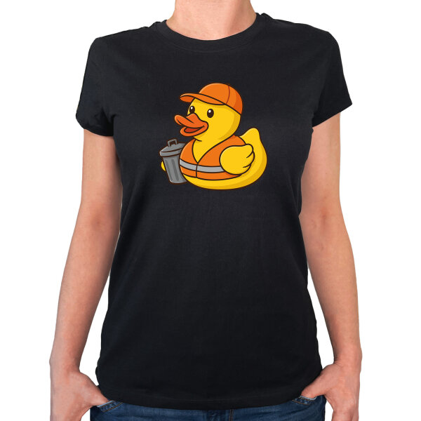 Damen T-Shirt Quietscheente Müllmann Gummiente Müllabfuhr