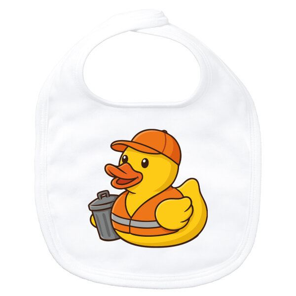 Baby Lätzchen Quietscheente Müllmann Gummiente Müllabfuhr Klettverschluss