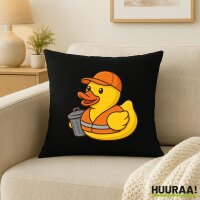 Kissen Quietscheente Müllmann Gummiente Müllabfuhr 40x40cm