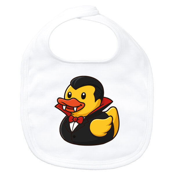 Baby Lätzchen Quietscheente Vampir Gummiente Blutsauger Klettverschluss