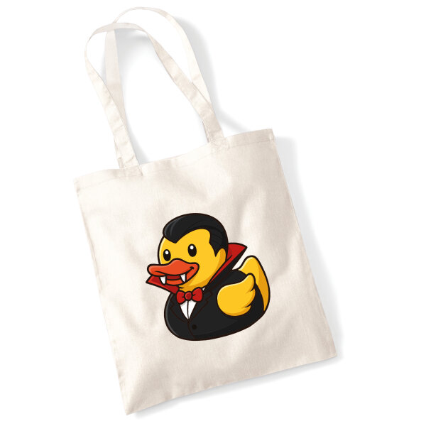 Jutebeutel Quietscheente Vampir Gummiente Blutsauger 10 Liter