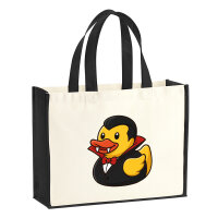 Jutetasche Quietscheente Vampir Gummiente Blutsauger 21...