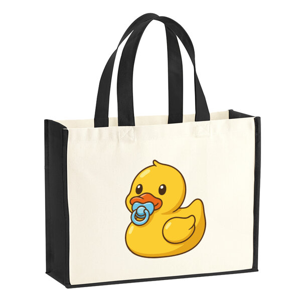 Jutetasche Quietscheente Baby Gummiente Säugling 21 Liter Black