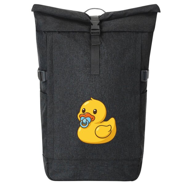 Kurierrucksack Quietscheente Baby Gummiente Säugling 30-44 Liter Black Melange