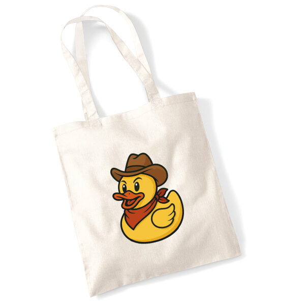 Jutebeutel Quietscheente Cowboy Gummiente Wilder Westen 10 Liter