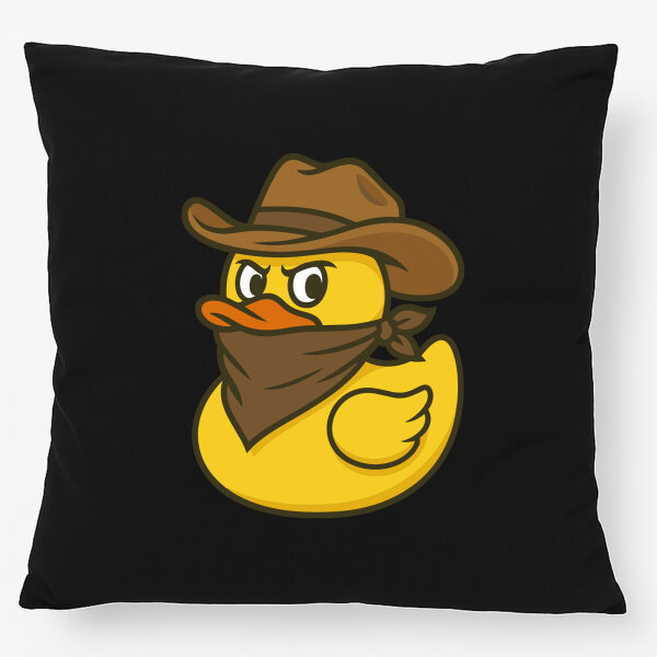 Kissen Quietscheente Bandit Gummiente Räuber 40x40cm