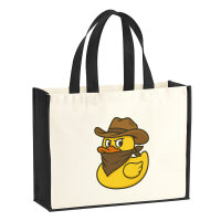 Jutetasche Quietscheente Bandit Gummiente Räuber 21...