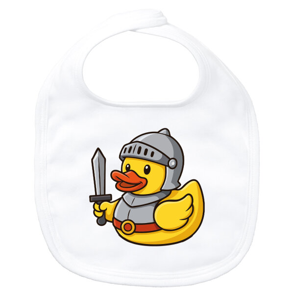 Baby Lätzchen Quietscheente Ritter Gummiente Mittelalter Klettverschluss