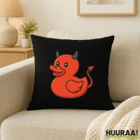 Kissen Quietscheente Teufel Gummiente Luzifer 40x40cm