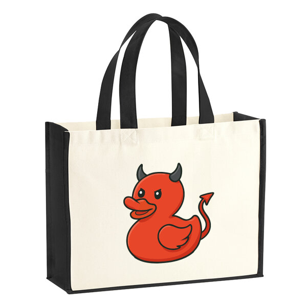 Jutetasche Quietscheente Teufel Gummiente Luzifer 21 Liter Black