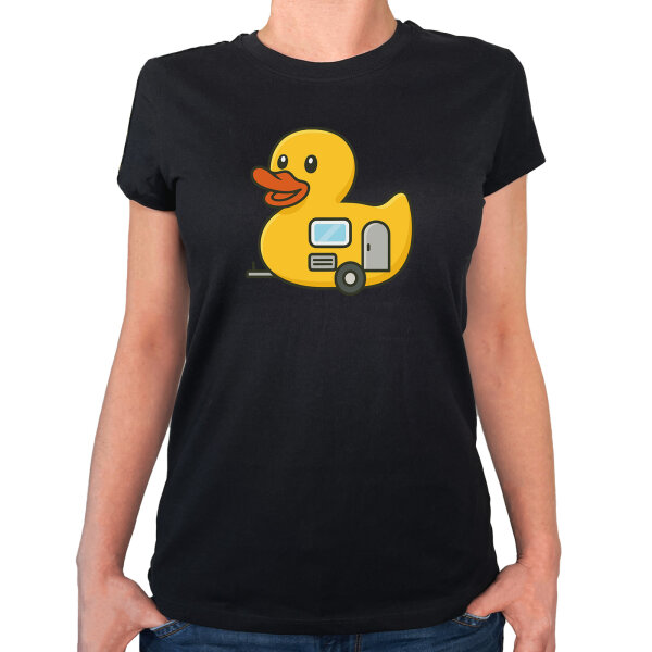 Damen T-Shirt Quietscheente Camper Gummiente Wohnwagen