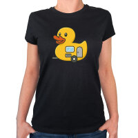 Damen T-Shirt Quietscheente Camper Gummiente Wohnwagen