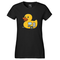 Damen T-Shirt Quietscheente Camper Gummiente Wohnwagen