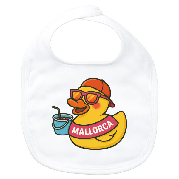 Baby Lätzchen Quietscheente Malle Gummiente Mallorca Klettverschluss