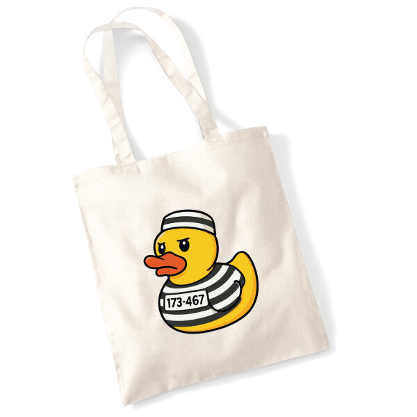 Jutebeutel Quietscheente Gefängnis Gummiente Knast 10 Liter