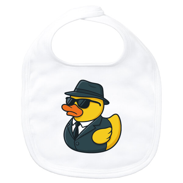 Baby Lätzchen Quietscheente Agent Gummiente Spion Klettverschluss